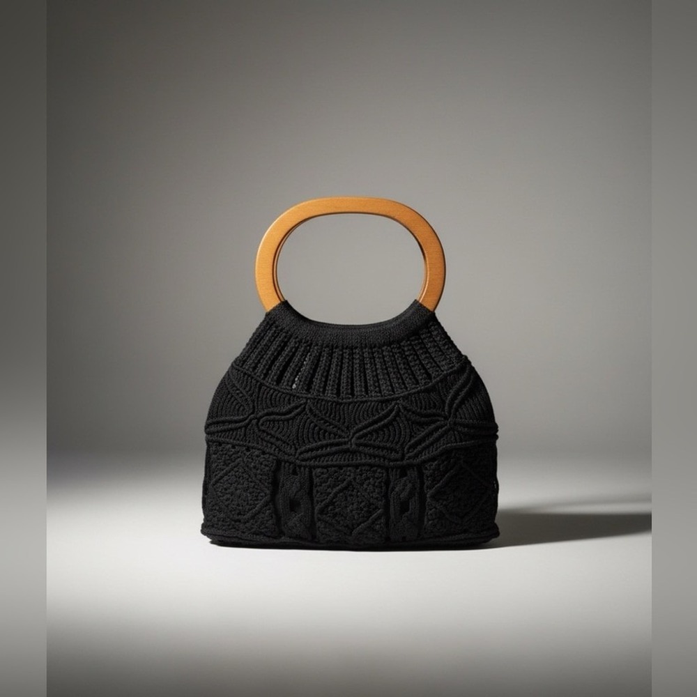 🖤🖤Vintage‎ Black Macrame Handbag🖤🖤